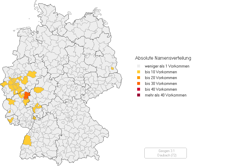 Absolutes Vorkommen des FN Daubach auf
                  Kreisebene